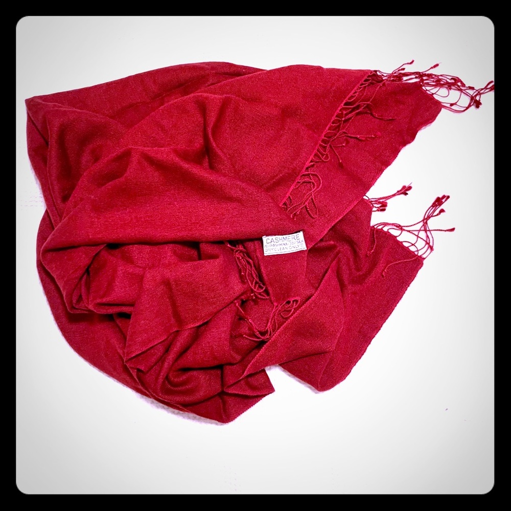 red cashmere and silk pashmina
